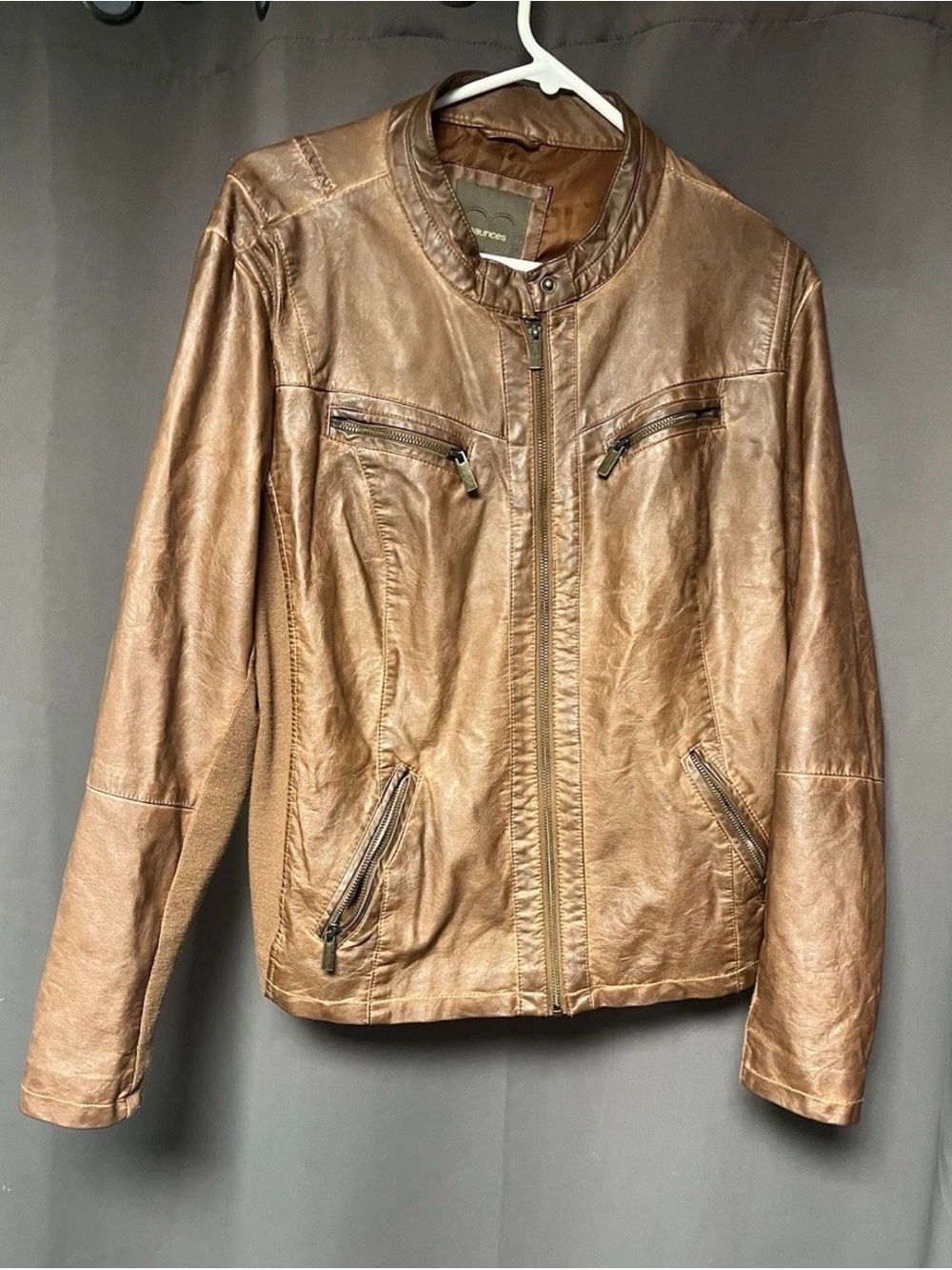 Womans Brown faux Leather Jacket - Maurices Classic Moto Style Retro